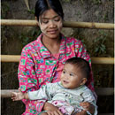Proud Burmese mother, Kyaikhtiyo, Myanmar