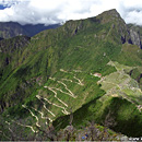 View from the summit of Huayna Picchu to Machu Picchu, Peru